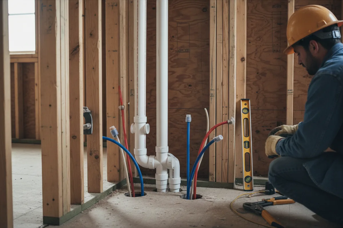 Drain and supply rough-in during Toilet Repair and Installation in South Burlington
