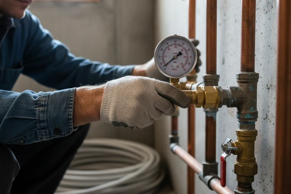 Pressure testing a repaired line during Water Line Repair in South Burlington
